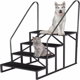 RV Step Stool,4 Step Ladder,Hot Tub Steps With Handrail,Portable Pool Ladder,660Lbs Heavy Duty Ladder Shelf Outdoor Mobile Home Stairs For Camper-Porc