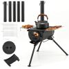 Portable Foldable Wood Burning Tent Stove with 5 Sections Chimney