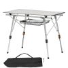 Folding Camping Table, Portable Roll Up Side Tables, Lightweight Aluminum Beach Table with Adjustable Height, Top Mesh Layer and Carry Bag