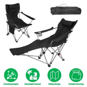 Outdoor Reclining Camping Lounge Chair 95-160 Adjustable Angle Carbon Steel Frame Heavy Duty Foldable Chair With Storage Bag For Patio Backyard Travel (Option: defaulttitle)