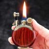 Vintage Trench Lighter,Pure Copper Cool Lighters,Reusable Windproof Antique Lighter,Soft Flame Kerosene Lighters for Collection Decorative Gift (B)