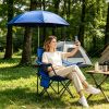 Camping Chair with Umbrella Lightweight Foldable Outdoor Chair with Cup Holder Detachable Sun Canopy Carrying Bag 330LBS Max Load for Beach Picnic Tra